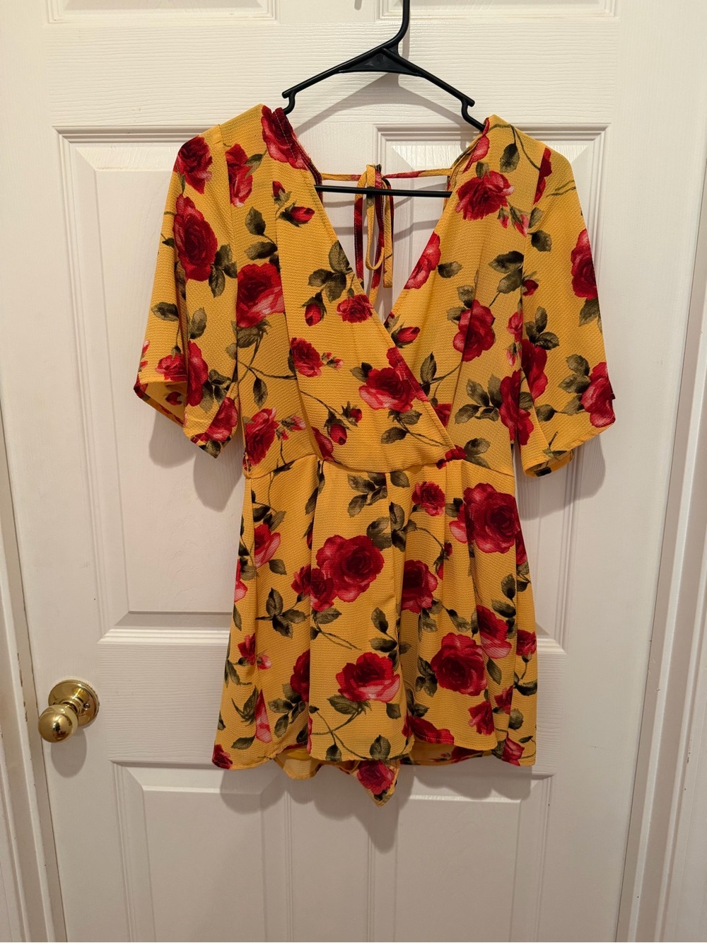 Trixxi Yellow Floral Open Back Romper Small